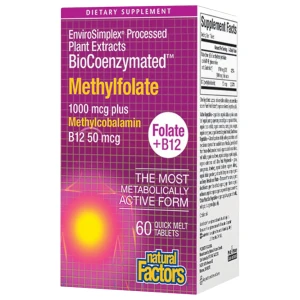Methylfolate 1000 mcg / 50 mcg Plus methylcobalamin B12 pro diety