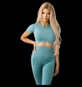 Women's Seamless Short-Sleeve Crop Top | Топ Кроп с къс ръкав - Зелен за хранителни режими
