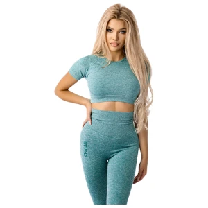 Women's Seamless Short-Sleeve Crop Top | Топ Кроп с къс ръкав - Зелен за хранителни режими