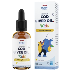Norwegian Cod Liver Oil Kids | Lemon Flavored Liquid Omega Drops за хранителни режими