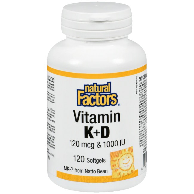 Natural Factors Vitamin K 120 mcg &amp; Vitamin D 1000 IU