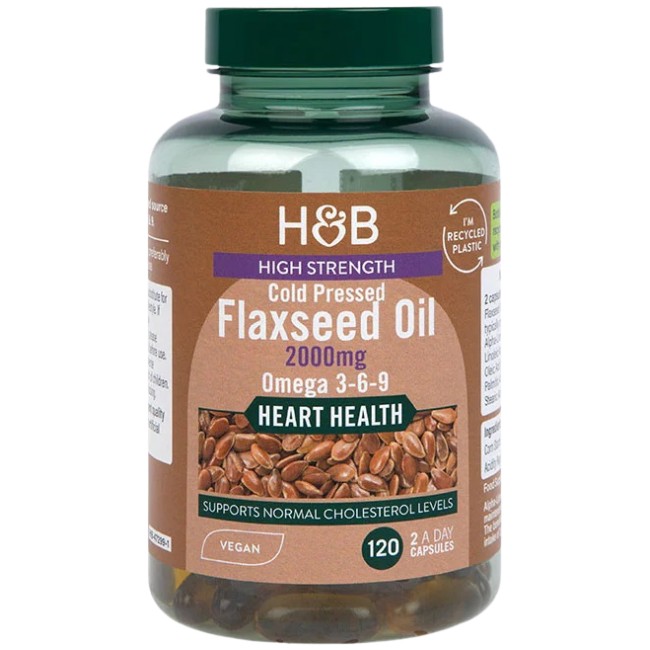Holland And Barrett High Strength Cold Pressed | Flaxseed Oil 2000 mg
