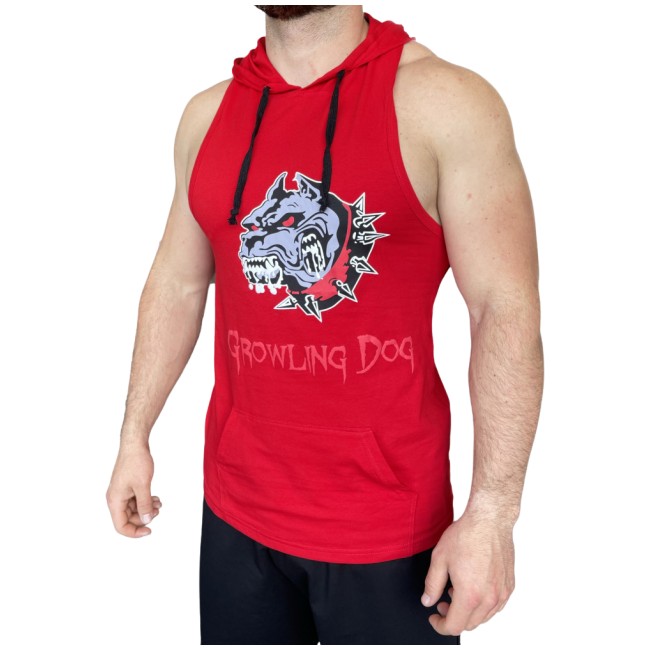 Musashi Top Growling Dog s kapuljačom - Crvena / Tank Top Growling Dog with Hoodie - Red