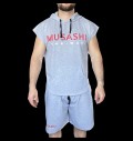 Комплект къси панталони и потник с качулка - Сив / Tank Top Hoodie and Shorts Set - Grey за хранителни режими