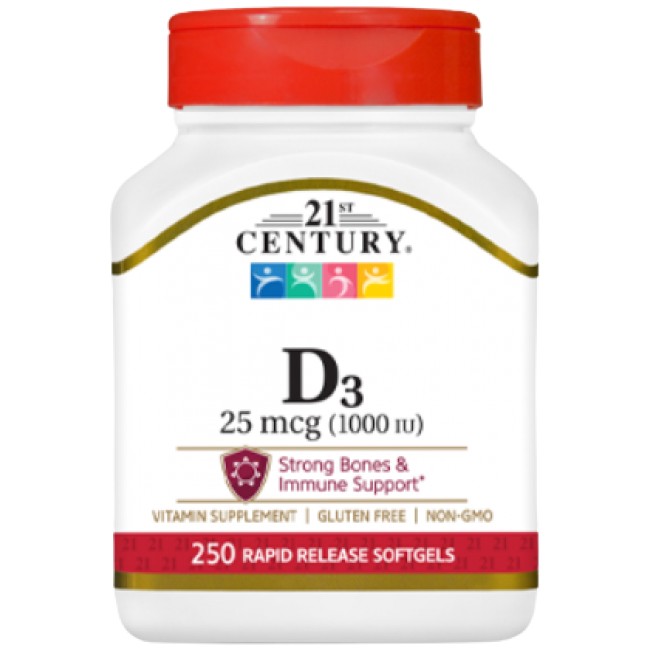 21st Century Vitamin D3 25 mcg / 1000IU - Softgels