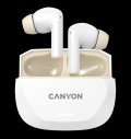 CANYON headset HEXAGON 7 TWS ANC+ENC Wireless Charge White Beige за хранителни режими