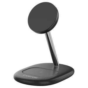 CANYON wireless charger WCS-205 15W Qi2 2in1 Black за хранителни режими