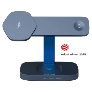 CANYON Wireless Charging Station Hexagon 310 3in1 DarkGrey/Blue за хранителни режими