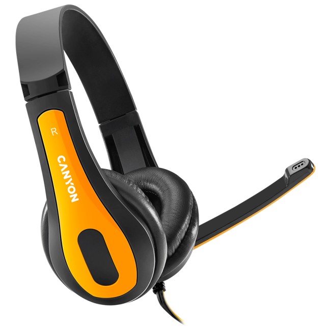CANYON entry price PC headset, combined 3,5 plug, leather pads, Black-yellow от Canyon