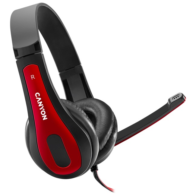 CANYON PC headset HSC-1 PC Mic Flat 2m Black Red от Canyon