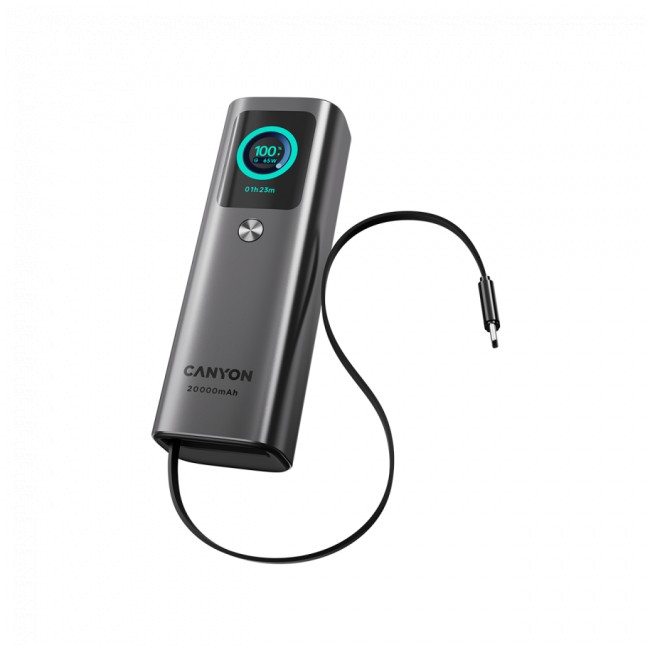 CANYON Built-in cable power bank OnPower 265 20000mAh 165W   Aluminium Dark grey от Canyon