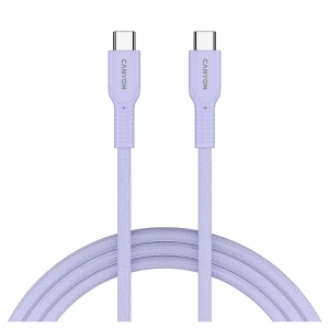 CANYON cable OnWire 60CL C-C 60W COLOR Braided 1m Purple за хранителни режими
