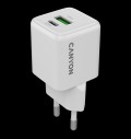 CANYON charger CU20AC GaN 20W 1xPD 1xQC EU White за хранителни режими