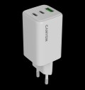 CANYON charger CU65ACC GaN 65W 2xPD 1xQC EU White за хранителни режими