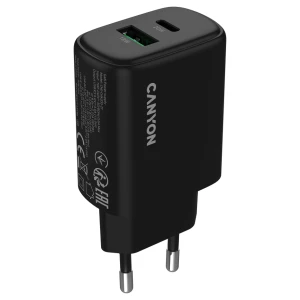 CANYON charger OnCharge 200 20W 1xPD 1xQC EU Black за хранителни режими