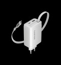 CANYON charger OnCharge 65RC Build-In Cable USB-C 65W 1xPD 1xQC EU White за хранителни режими