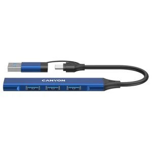 CANYON hub DS-02 4in1 USB-A/C Blue за хранителни режими