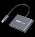 CANYON hub DS-3 3in1 USB-C Dark Grey за хранителни режими