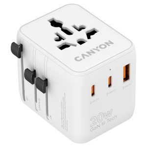 CANYON Travel Adapter OnTour 20 EU/UK/US/AUS 20W White за хранителни режими
