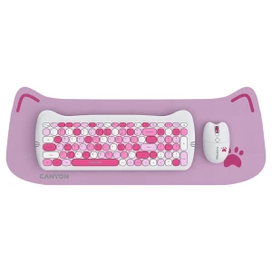 CANYON HSET-W6 EN Keyboard+Mouse Kitty Edition AAA+АА Wireless Pink за хранителни режими