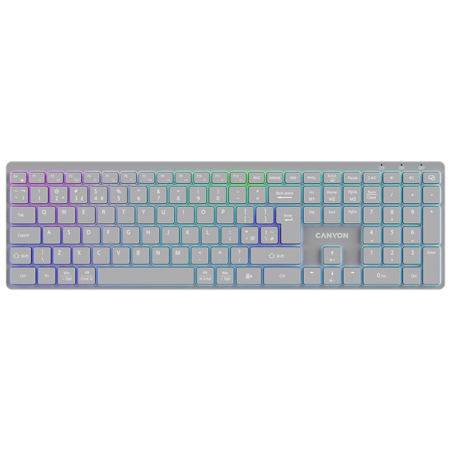 CANYON keyboard HKB-W11 UK/US RGB Dual Mode Wireless Grey от Canyon
