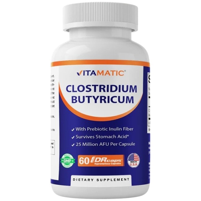 Clostridium Butyricum | Probiotic + Prebiotic 25 billion Active Cells от VITAMATIC