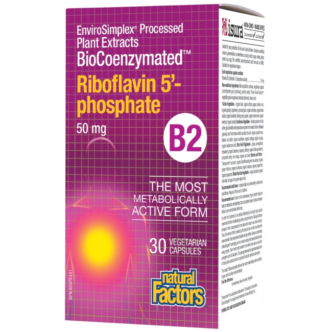 Natural Factors BioCoenzymated Riboflavin 5 Phosphate B2 50 mg